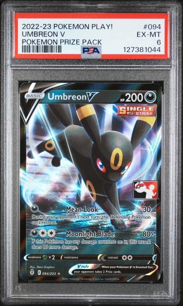 2022-2023 POKEMON PLAY! POKEMON PRIZE PACK #094 UMBREON V PSA 6