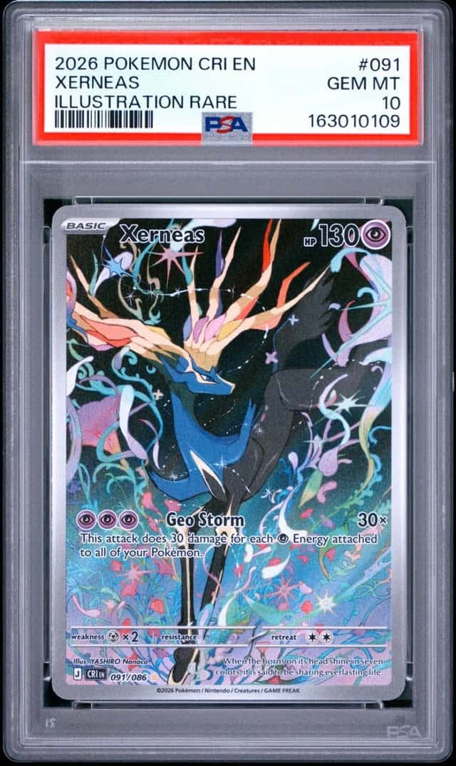 2026 POKEMON CRI EN-CHAOS RISING ILLUSTRATION RARE #091 XERNEAS PSA 10