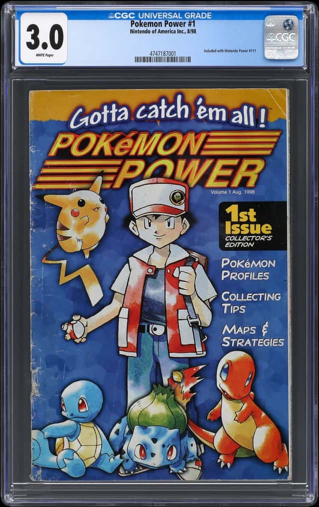 Aug. 1998 Pokemon Power #1 Pikachu Cover (Newsstand) - CGC 3.0 - Included With Nintendo Power #111 - Featuring Pikachu, Ash, Squirtle, Bulbasaur and Charmander