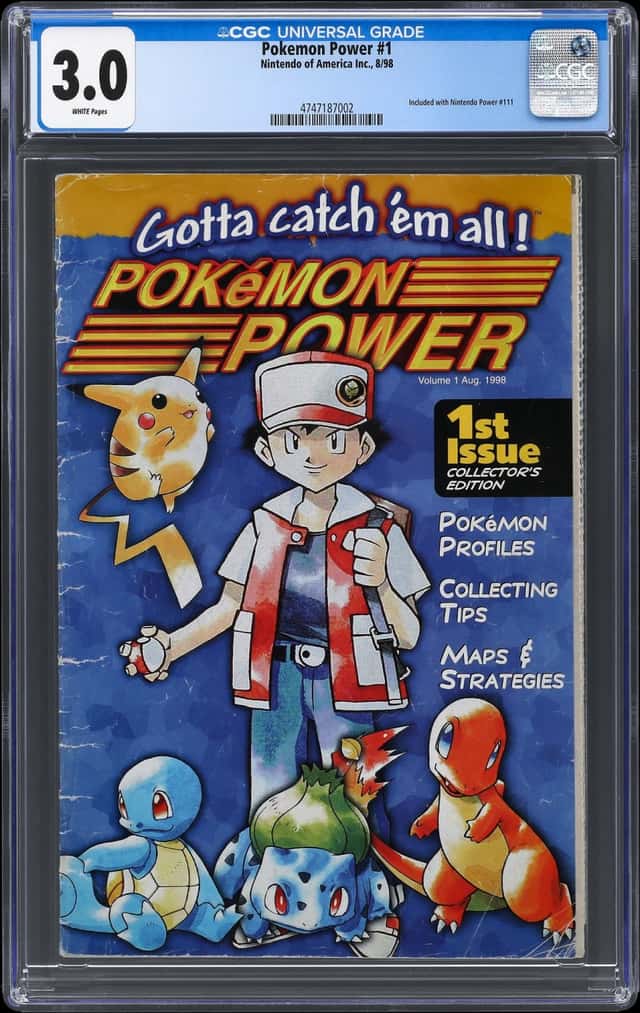 Aug. 1998 Pokemon Power #1 Pikachu Cover (Newsstand) - CGC 3.0 - Included With Nintendo Power #111 - Featuring Pikachu, Ash, Squirtle, Bulbasaur and Charmander