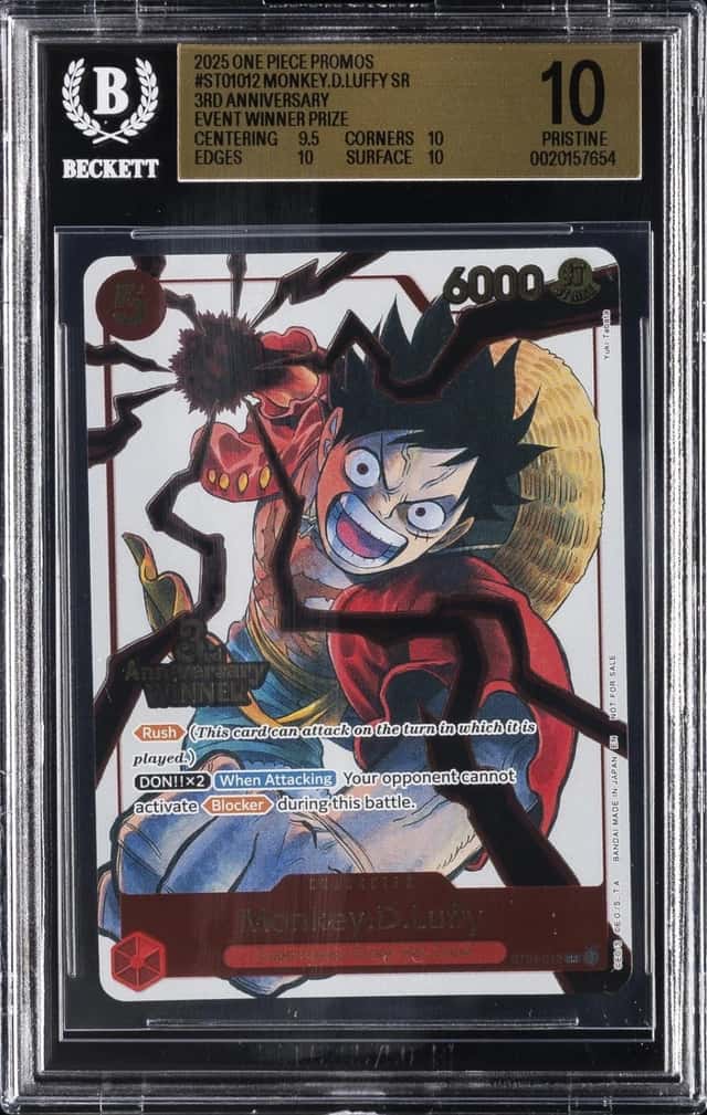 2025 ONE PIECE PROMOS EVENT WINNER PRIZE MONKEY D LUFFY SR BGS 10