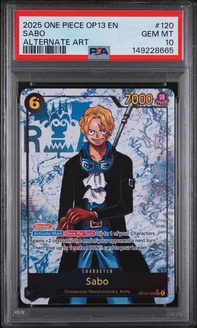 8665 Sabo 2025 One Piece Carrying On His Will #OP13-120 Alt Art PSA 10