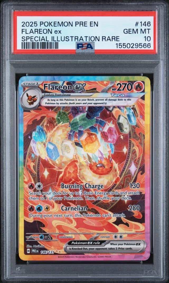 2025 POKEMON PRISMATIC EVOLUTIONS SPECIAL ILLUSTRATION RARE FLAREON EX PSA 10