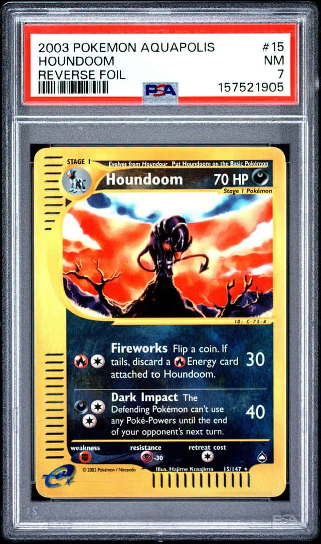 2003 Pokémon TCG Aquapolis Houndoom 15/147 Reverse Holo Foil PSA 7
