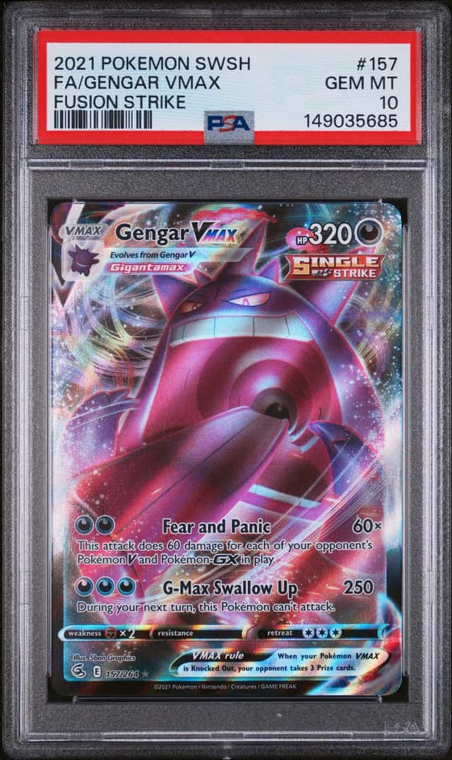 Pokemon 2021 Gengar VMAX 157/264 Full Art Fusion Strike GEM MINT PSA 10