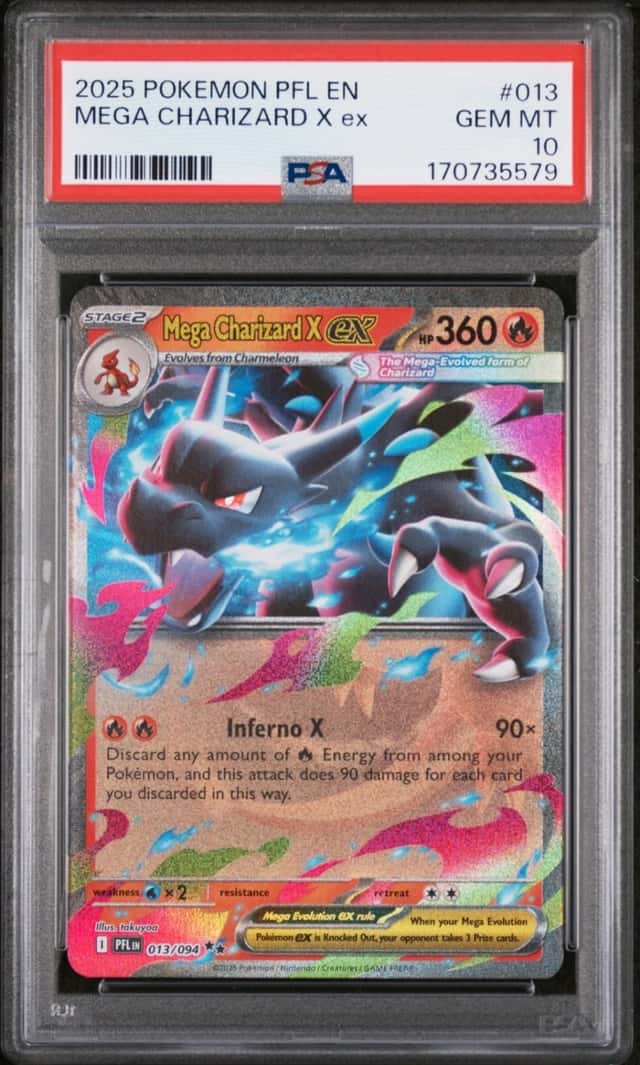 2025 POKEMON PFL EN-PHANTASMAL FLAMES #013 MEGA CHARIZARD X EX PSA 10