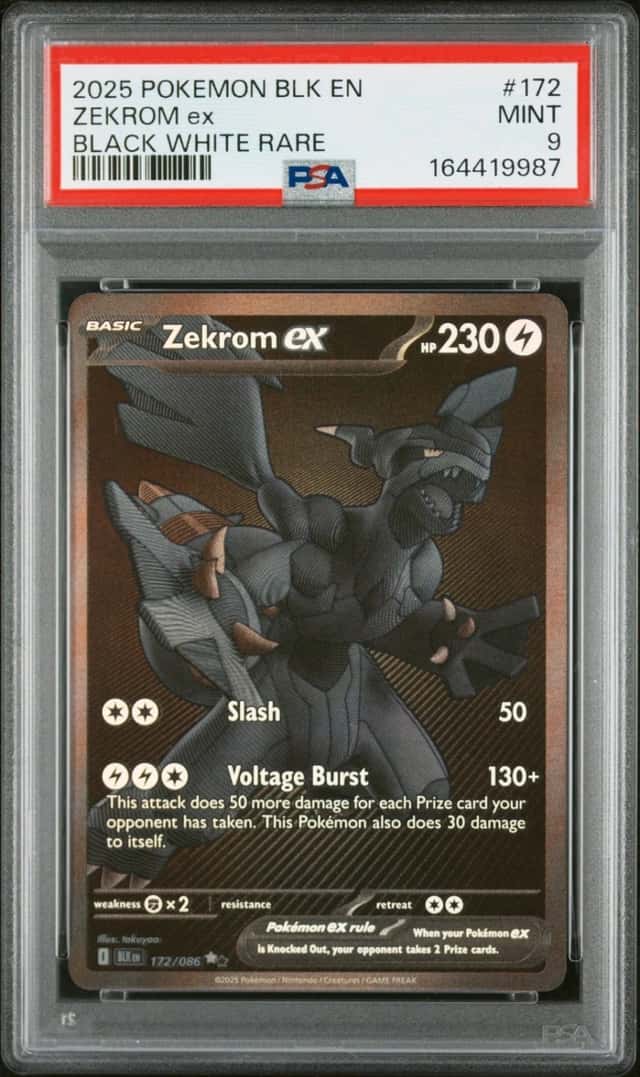 2025 POKEMON BLK EN-BLACK BOLT BLACK WHITE RARE #172 ZEKROM EX PSA 9