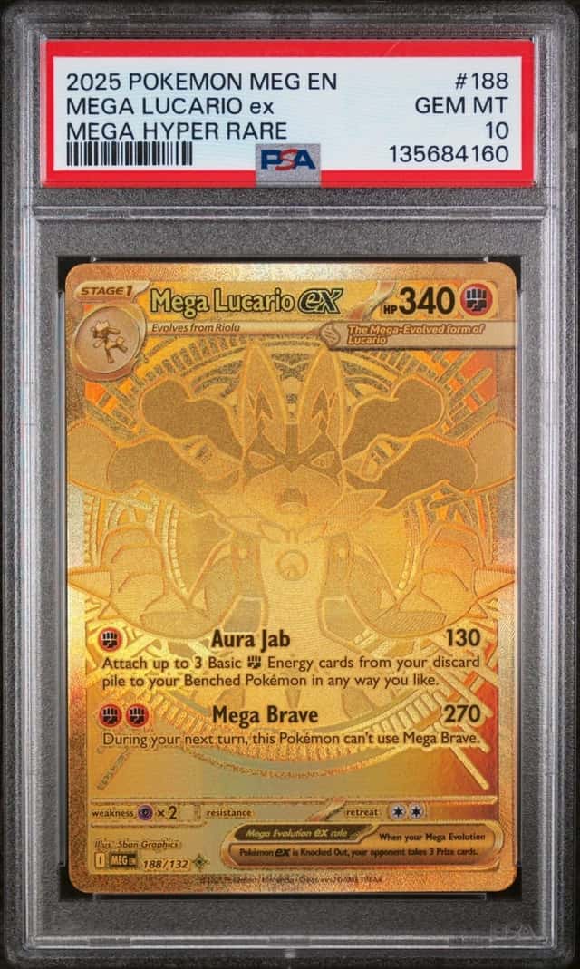 2025 POKEMON MEG EN-MEGA EVOLUTION MEGA HYPER RARE #188 MEGA LUCARIO EX PSA 10