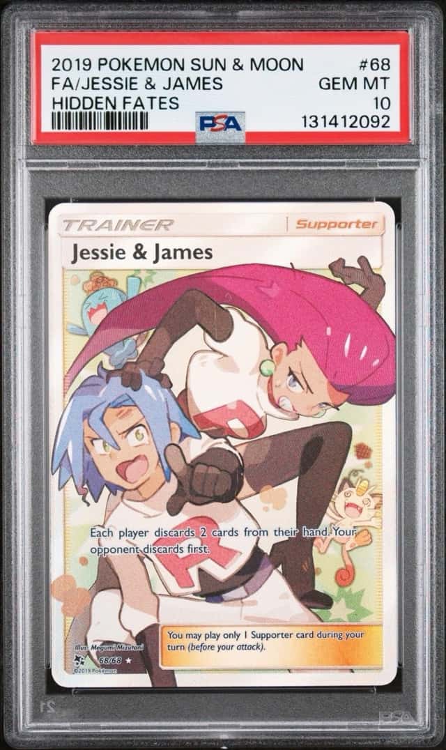2019 POKEMON SUN & MOON HIDDEN FATES #68 FULL ART/JESSIE & JAMES PSA 10