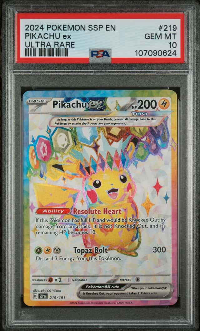 Pikachu ex 219/191 Surging Sparks Ultra Rare Pokemon TCG PSA 10 GEM MT