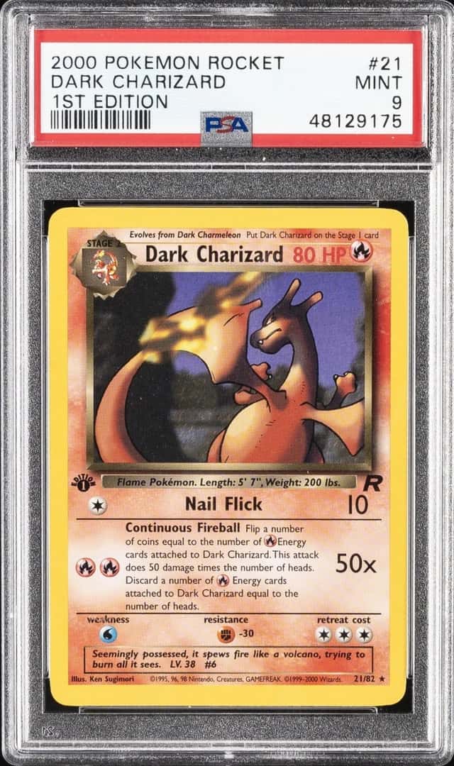 2000 POKEMON ROCKET 1ST EDITION #21 DARK CHARIZARD PSA 9