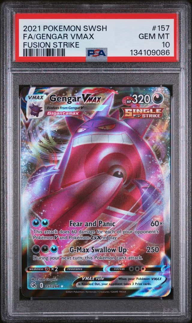 Pokémon TCG Gengar VMAX 157/264 Fusion Strike PSA 10