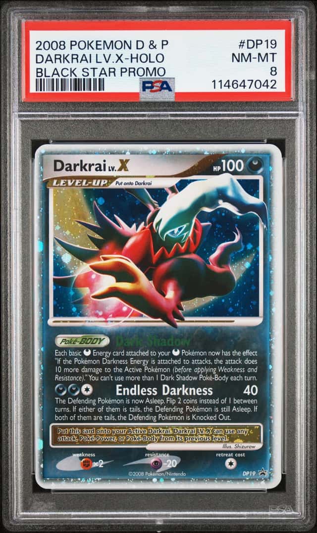 2008 POKEMON DIAMOND & PEARL BLACK STAR PROMO #DP19 DARKRAI LV.X-HOLO PSA 8