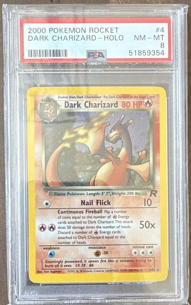 Team Rocket Dark Charizard Holo 4/82 (2000) PSA 8 - Pokemon TCG English