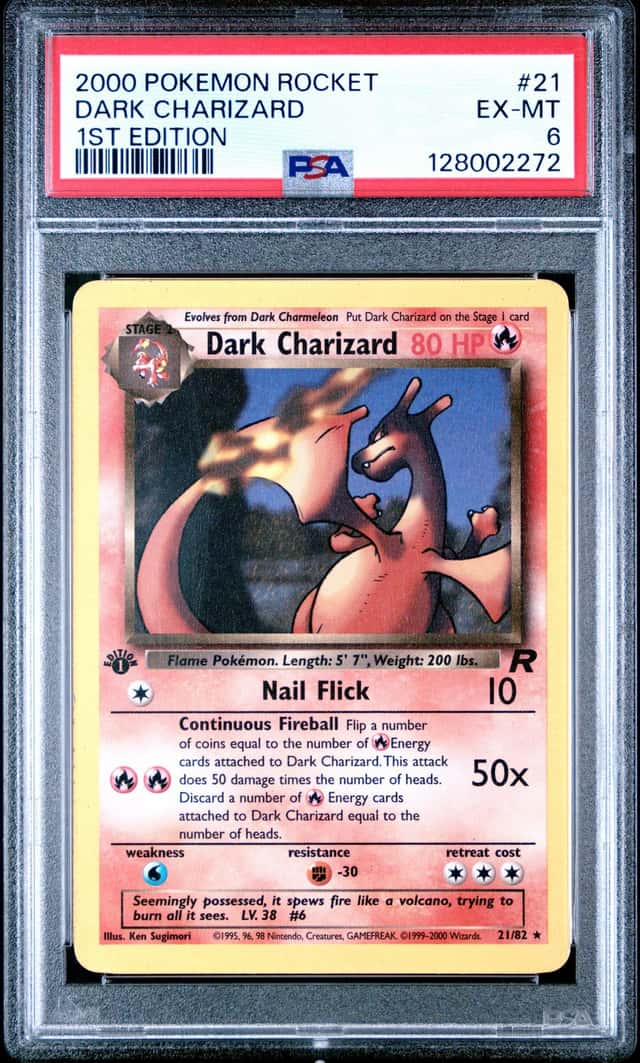 Pokemon 2000 Team Rocket Dark Charizard 1st Ed PSA 6 #21/82
