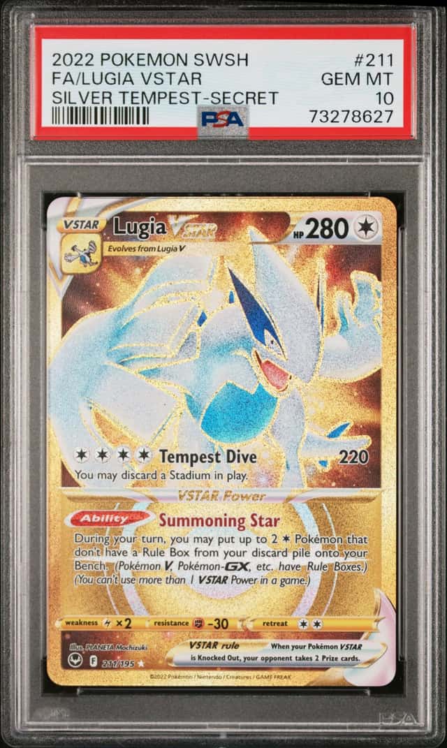 Pokémon TCG Lugia VSTAR Silver Tempest 211/195 Holo Secret Rare PSA 10