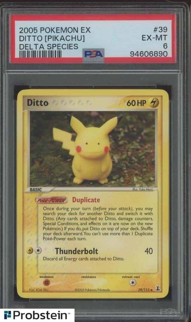 2005 Pokemon EX Delta Species #39 Ditto Pikachu PSA 6 EX-MT