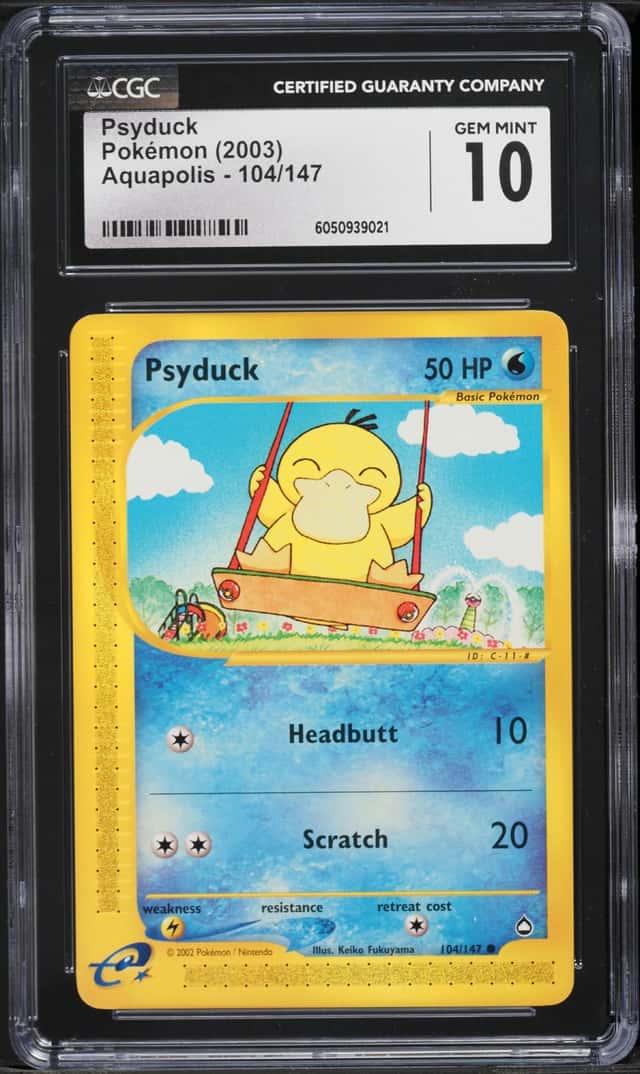 2003 Pokemon Aquapolis Psyduck #104 CGC 10 GEM MINT