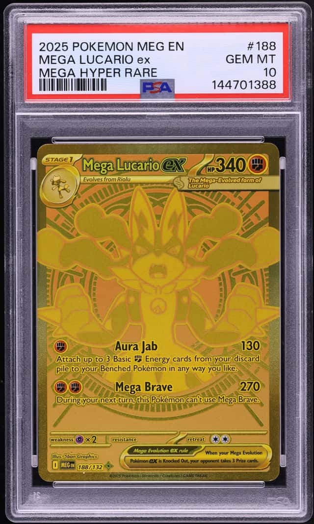 2025 Pokemon Mega Evolution MHR Mega Lucario ex #188 PSA 10 GEM MINT