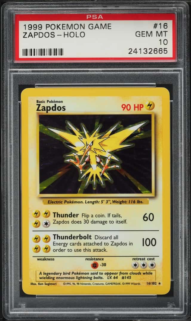 1999 Pokemon Base Set Holo Zapdos #16 PSA 10 GEM MINT