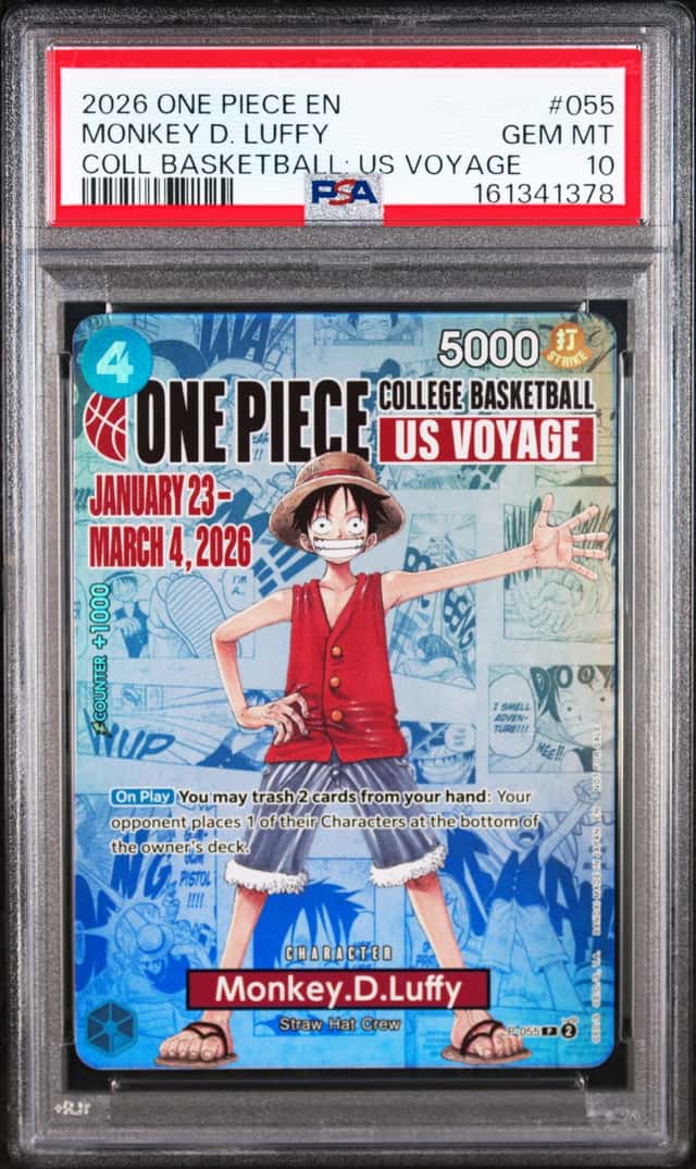2026 ONE PIECE COLLEGE BASKETBALL: US VOYAGE #055 MONKEY D. LUFFY PSA 10