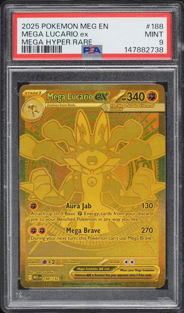 2025 Pokemon Mega Evolution MHR Mega Lucario EX #188 PSA 9 MINT