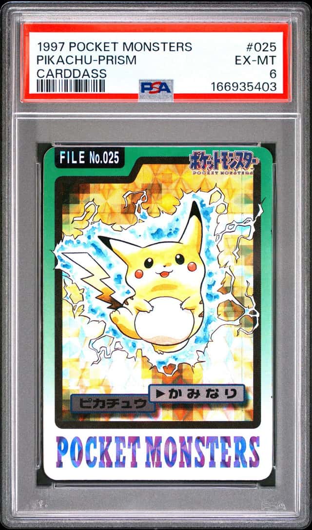 1997 POCKET MONSTERS CARDDASS #025 PIKACHU-PRISM PSA 6