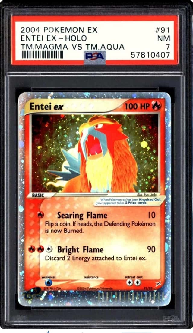 Pokemon 2004 Entei EX 91/95 Holo EX Team Magma vs Team Aqua PSA 7