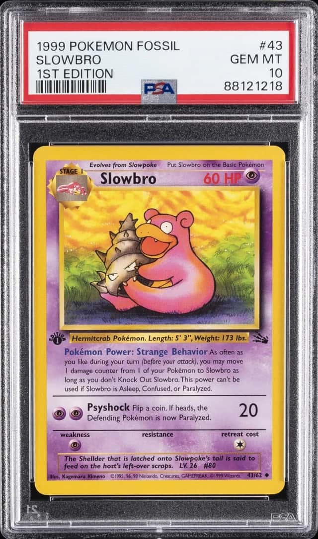 1999 POKEMON FOSSIL 1ST EDITION #43 SLOWBRO PSA 10