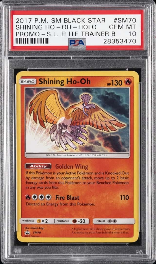 2017 POKEMON SM BLACK STAR PROMO #SM70 SHINING HO-OH-HOLO PSA 10