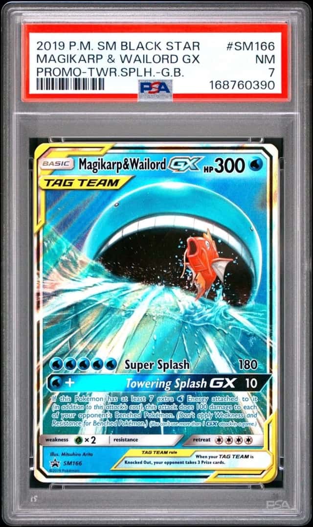 Pokemon SM Magikarp & Wailord Gx Black Star Promo #SM166 PSA 7 NM