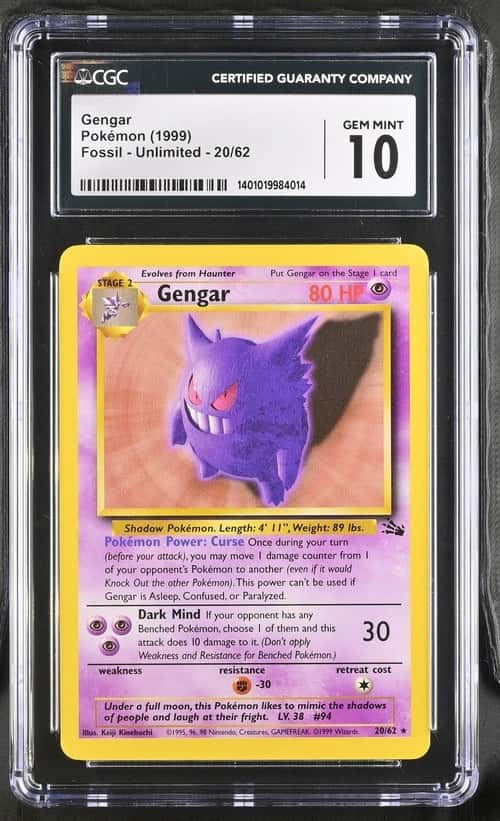 Pokemon Gengar 20/62 Fossil Unlimited 1999 CGC Gem Mint 10
