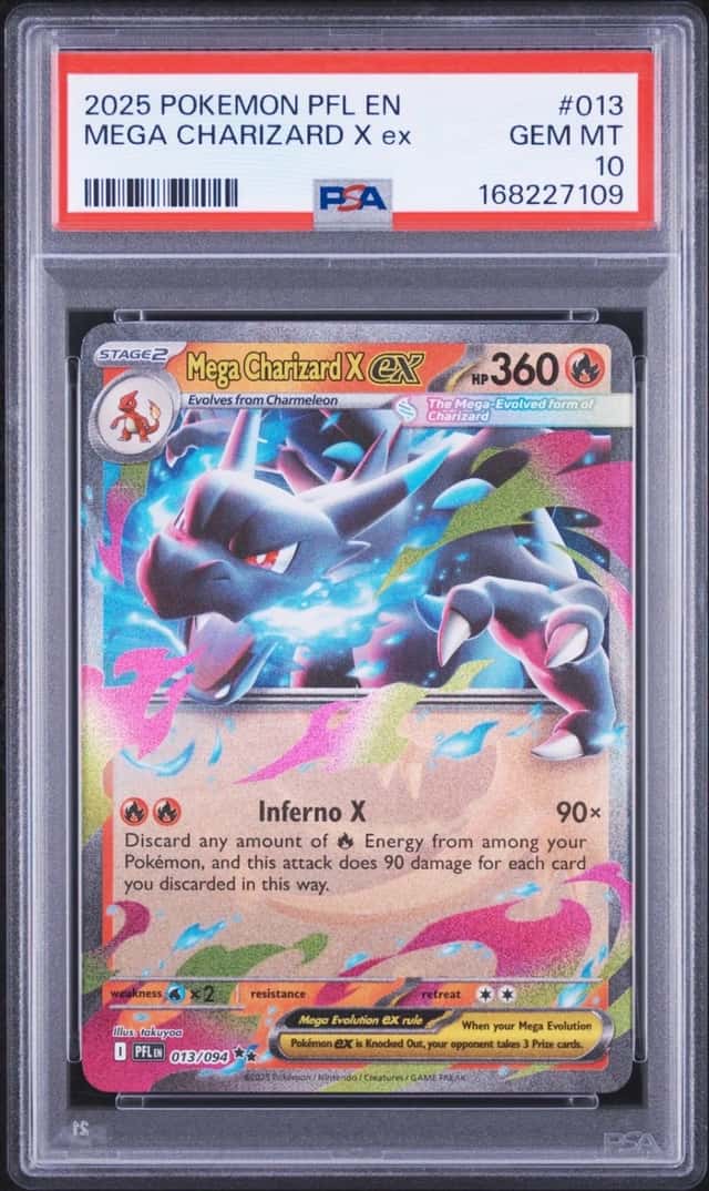 2025 POKEMON PFL EN-PHANTASMAL FLAMES #013 MEGA CHARIZARD X EX PSA 10
