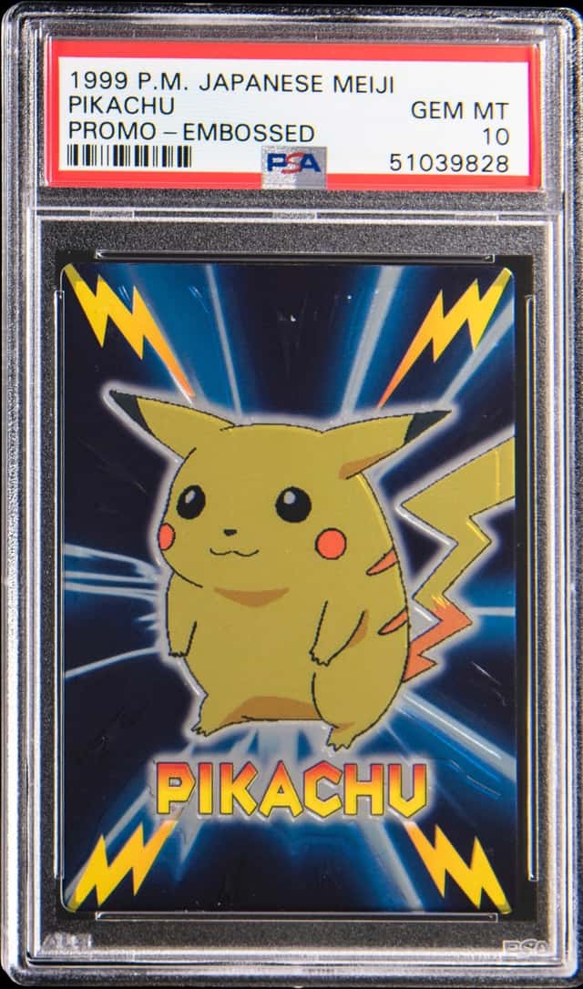 1999 Pokemon Japanese Meiji Promo Embossed Pikachu - PSA GEM MT 10