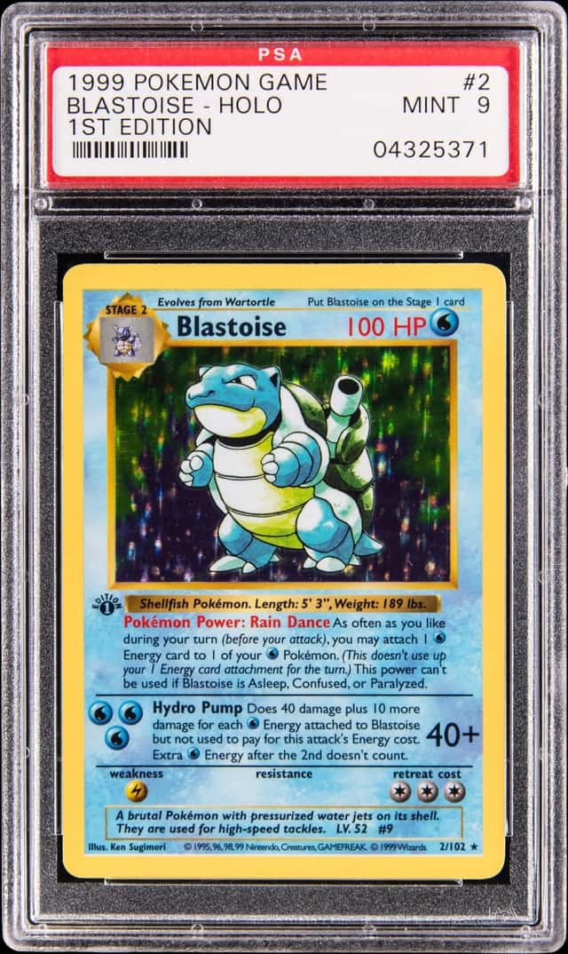 1999 Pokemon Base Set 1st Edition Holo #2 Blastoise - PSA MINT 9