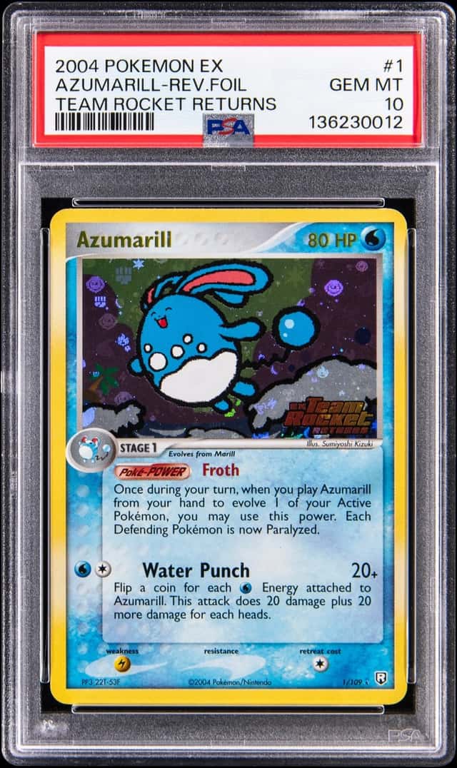 2004 Pokemon EX Team Rocket Returns Reverse Foil #1 Azumarill - PSA GEM MT 10