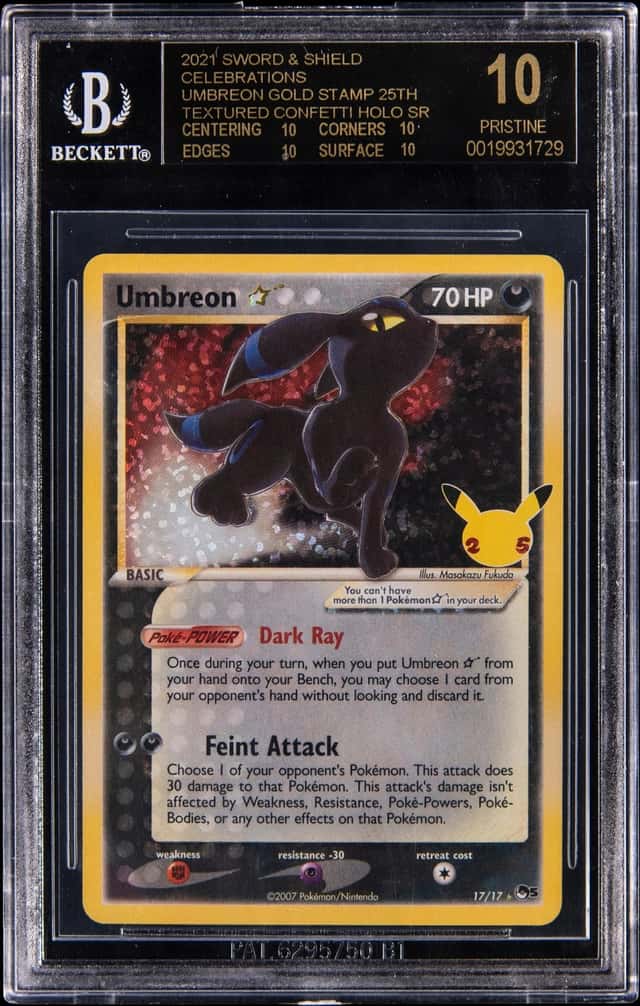 2021 Pokemon Celebrations Classic Collection Pop Series 5 Gold Star Holo #17 Umbreon - BGS PRISTINE/Black Label 10