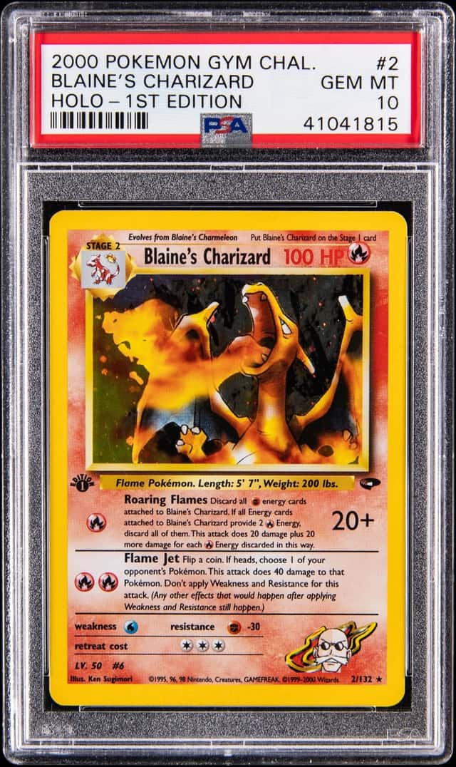 2000 Pokemon Gym Challenge 1st Edition Holo #2 Blaine's Charizard - PSA GEM MT 10