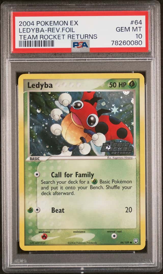 2004 Pokemon EX Team Rocket Returns Reverse Foil #64 Ledyba - PSA GEM MT 10