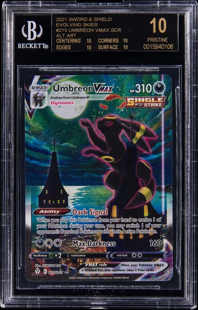 2021 Pokemon Sword & Shield Evolving Skies Alt Art SCR #215 Umbreon VMAX - BGS PRISTINE/Black Label 10