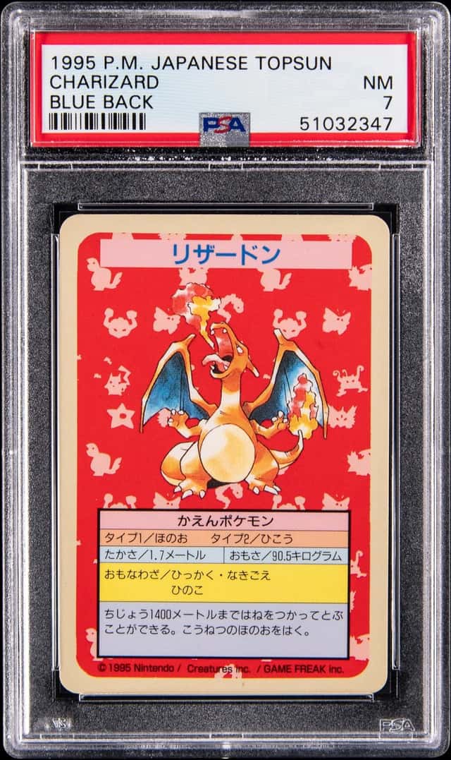 1997 Pokemon Japanese Topsun Blue Back Charizard - PSA NM 7