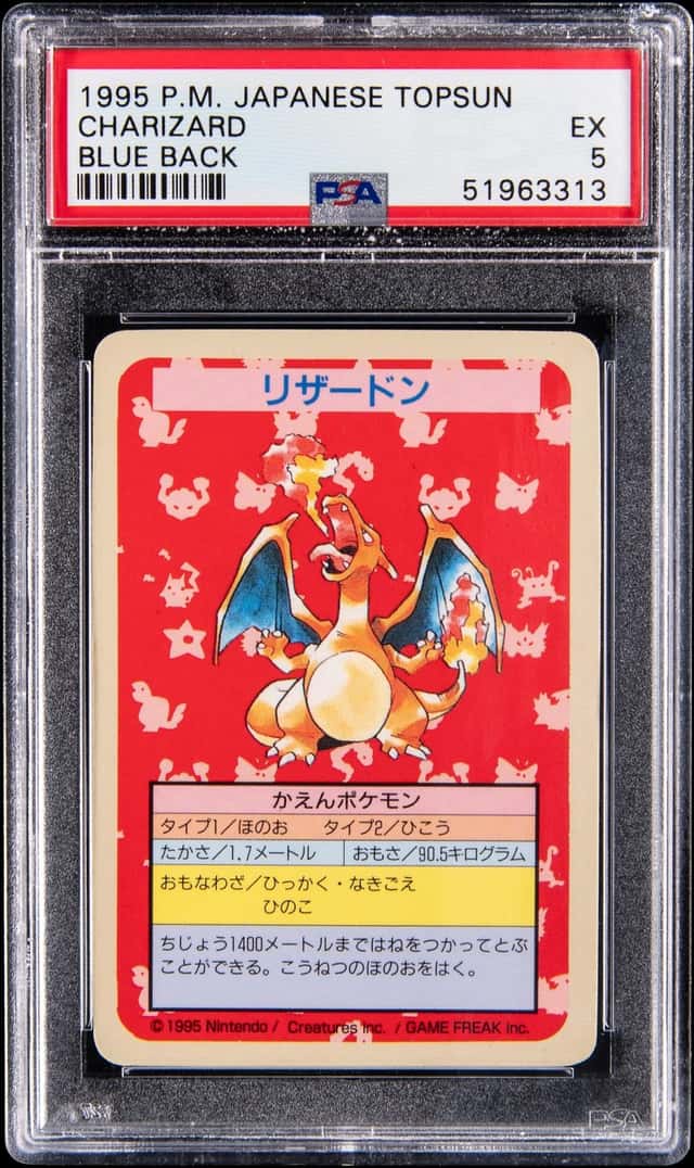1997 Pokemon Japanese Topsun Blue Back No Number Charizard - PSA EX 5