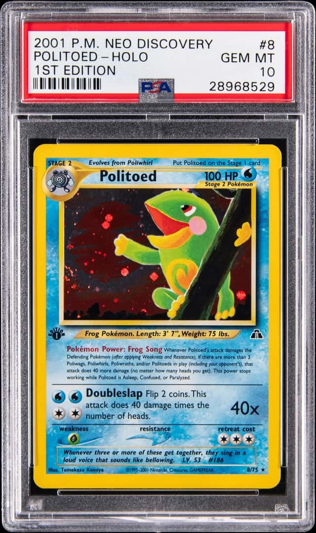 2001 Pokemon Neo Discovery 1st Edition Holo #8 Politoed - PSA GEM MT 10
