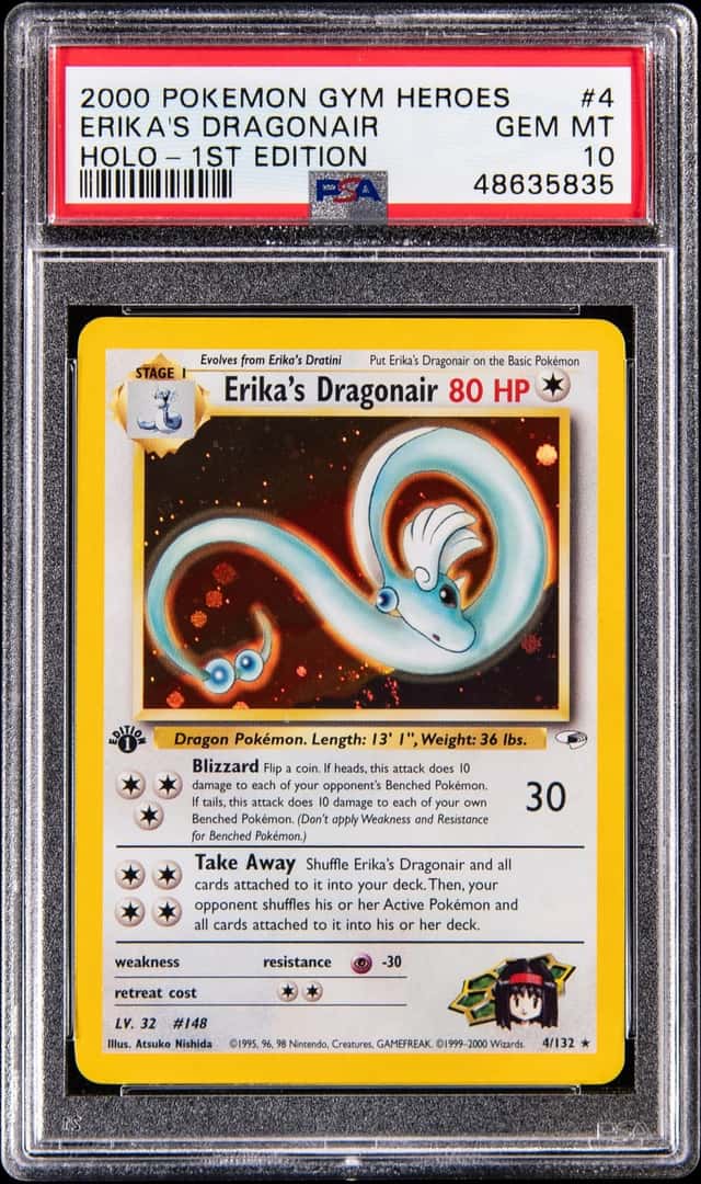 2000 Pokemon Gym Heroes 1st Edition Holo #4 Erika's Dragonair - PSA GEM MT 10