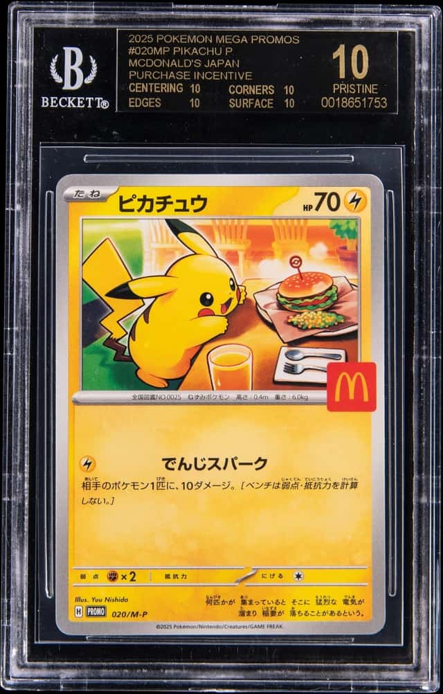 2025 Pokemon Japanese Mega Promos McDonald's Japan Purchase Incentive #020 Pikachu - BGS PRISTINE/Black Label 10