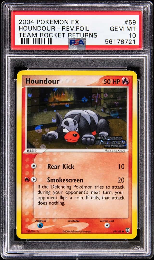 2004 Pokemon EX Team Rocket Returns Reverse Foil #59 Houndour - PSA GEM MT 10