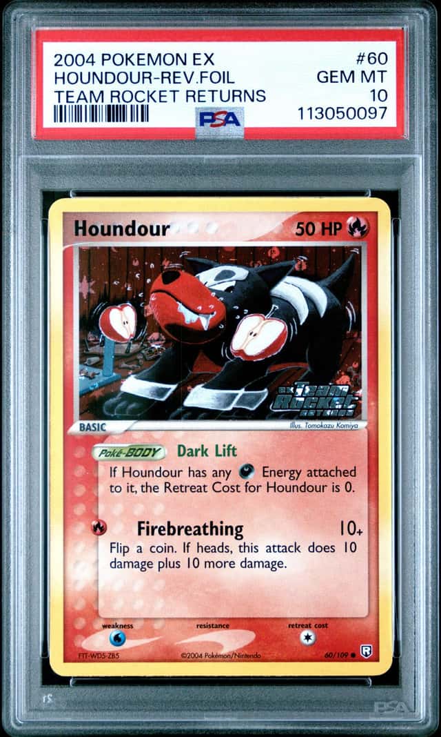 2004 Pokemon EX Team Rocket Returns Reverse Foil #60 Houndour - PSA GEM MT 10
