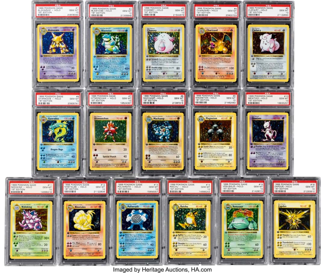 Pokémon 1st Edition Base Set Complete Set of 102 PSA Trading
Card Game Gem Mint 10 (Wizards of the Coast, 1999).
