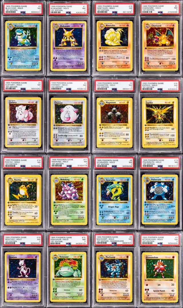 1999 Pokemon Base Set 1st Edition PSA-Graded NM 7 Complete Set (103) - Featuring Holo Charizard, Blastoise, Venusaur