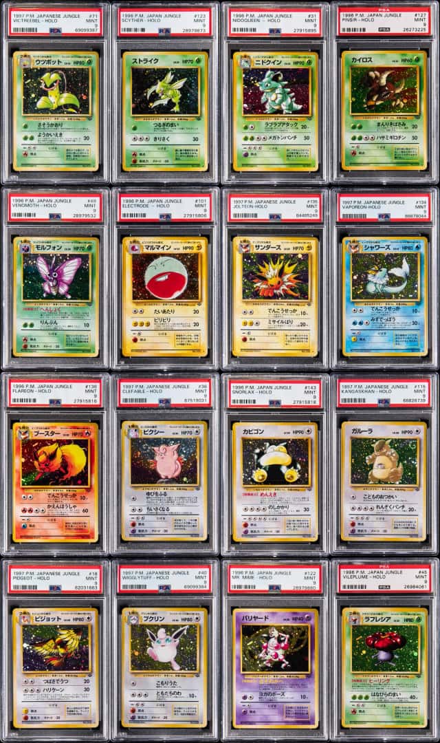 1997 Pokemon Japanese Jungle Rare Holo PSA MINT 9 Complete Set (16) - Featuring Snorlax, Flareon, Vaporeon
